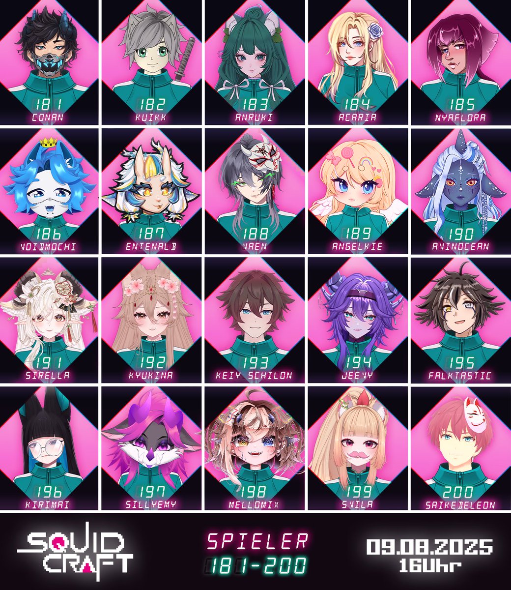 🟥▭ △◯□ ▭🟥

𝗪𝗲𝗹𝗹𝗲 𝟭𝟬: 𝗦𝗽𝗶𝗲𝗹𝗲𝗿 𝟭𝟴𝟭-𝟮𝟬𝟬.

Alle Spieler stehen bereit. Doch das Spiel spielt mit ihnen.

#SquidCraft #SquidGame #VTuber #GerVTuber #SquidGameSeason3