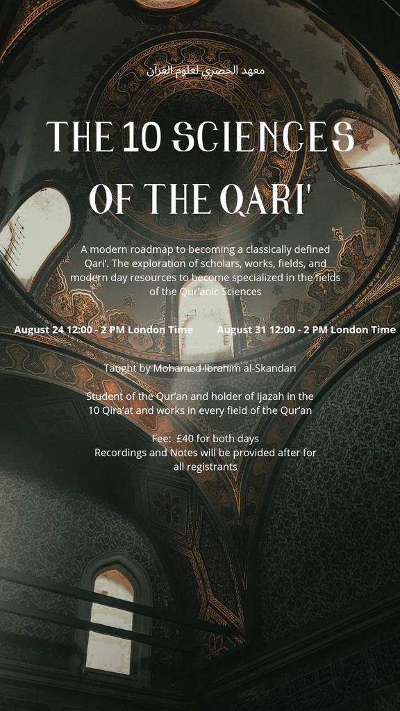 A modern roadmap to becoming a classically defined Qari’. The exploration of scholars, works, fields, and modern day resources to become specialized in the fields of the Qur’anic Sciences

Sign up: forms.gle/n9xPV8VVmzy4u7…