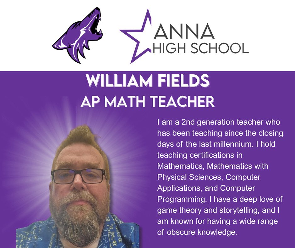 Welcome, Mr. Fields, to the mathematics team. We are excited to have you.