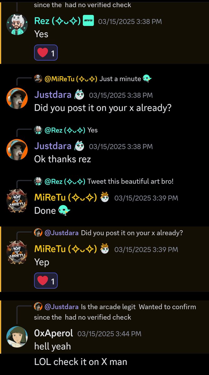 JustDara (@dar99551) on Twitter photo Remember my first message on <a href="/irys_xyz/">Irys (✧ᴗ✧)</a> Discord which was around March.
Came to ask about the Irys arcade because I was writing a content on it.
Decided to check out the art channel and I fell in love with the art there especially <a href="/_MiReTu_/">MiReTu (✧ᴗ✧)</a> art.
One of the ppl who welcomed me Remember my first message on <a href="/irys_xyz/">Irys (✧ᴗ✧)</a> Discord which was around March.
Came to ask about the Irys arcade because I was writing a content on it.
Decided to check out the art channel and I fell in love with the art there especially <a href="/_MiReTu_/">MiReTu (✧ᴗ✧)</a> art.
One of the ppl who welcomed me