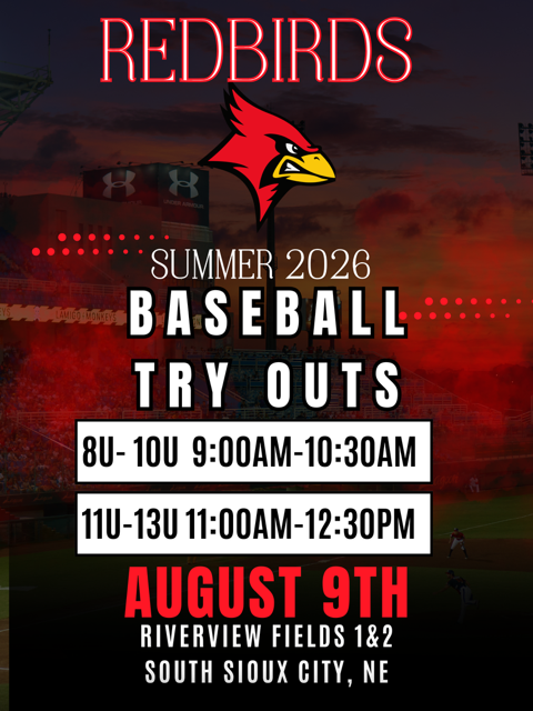 🔥 Redbirds Baseball 2026 Summer Tryouts Are Here! 🔥

Are you ready to take your game to the next level?

We’re looking for passionate, hard-working players to join our Redbirds Travel Baseball Teams for the 2026 summer season!

Saturday August 9th

📣 Tryouts Open for Ages