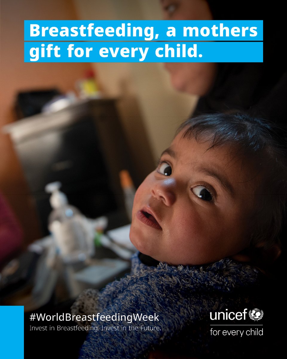 UNICEF in Syria -يونيسف سوريا (@unicefinsyria) on Twitter photo 🛡️Breastmilk is safe, nutritious, and packed with antibodies that protect children from disease.
💙 It’s the first food — and the first shield — every child deserves.
#WorldBreastfeedingWeek
<a href="/RelanoMeritxell/">Meritxell Relaño</a>
<a href="/UNICEFmena/">UNICEF MENA - يونيسف الشرق الأوسط وشمال إفريقيا</a>
<a href="/UNinSyria/">UN in Syria</a> 🛡️Breastmilk is safe, nutritious, and packed with antibodies that protect children from disease.
💙 It’s the first food — and the first shield — every child deserves.
#WorldBreastfeedingWeek
<a href="/RelanoMeritxell/">Meritxell Relaño</a>
<a href="/UNICEFmena/">UNICEF MENA - يونيسف الشرق الأوسط وشمال إفريقيا</a>
<a href="/UNinSyria/">UN in Syria</a>