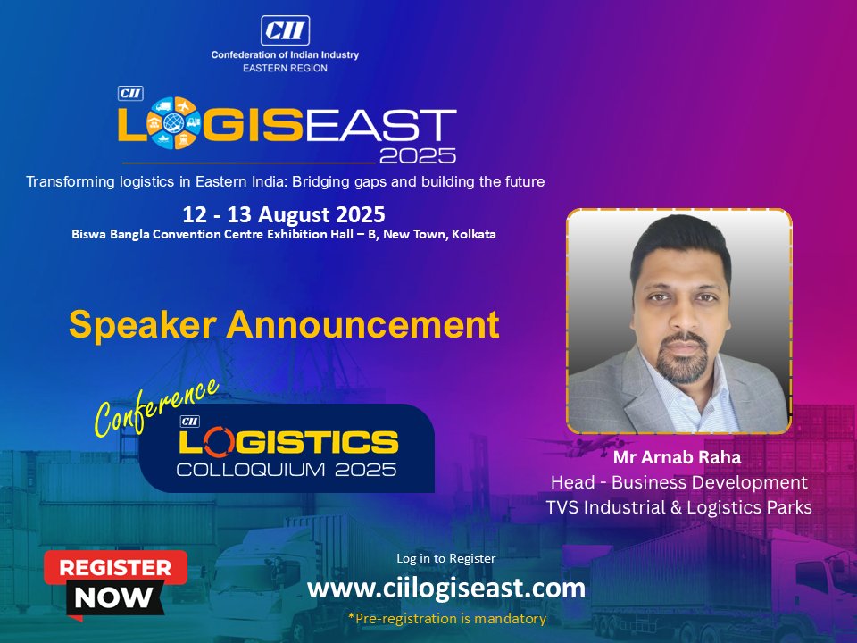 CII Eastern Region (@cii4er) on Twitter photo ๐ญ ๐๐ฒ๐ ๐ฅ๐ฒ๐ฎ๐ฑ๐ ๐๐ผ ๐๐ฒ๐ฎ๐ฟ ๐ณ๐ฟ๐ผ๐บ ๐ฎ๐ป ๐๐ป๐ฑ๐๐๐๐ฟ๐ ๐๐ฒ๐ฎ๐ฑ๐ฒ๐ฟ ๐ฎ๐ ๐๐๐ ๐๐ผ๐ด๐ถ๐๐๐ฎ๐๐ ๐ฎ๐ฌ๐ฎ๐ฑ!
We are excited to announce Mr Arnab Raha, National Head, TVS Industrial & Logistics Parks, as one of the eminent speakers at CII LogisEast 2025.
๐
๐ญ๐ฎ-๐ญ๐ฏ ๐ญ ๐๐ฒ๐ ๐ฅ๐ฒ๐ฎ๐ฑ๐ ๐๐ผ ๐๐ฒ๐ฎ๐ฟ ๐ณ๐ฟ๐ผ๐บ ๐ฎ๐ป ๐๐ป๐ฑ๐๐๐๐ฟ๐ ๐๐ฒ๐ฎ๐ฑ๐ฒ๐ฟ ๐ฎ๐ ๐๐๐ ๐๐ผ๐ด๐ถ๐๐๐ฎ๐๐ ๐ฎ๐ฌ๐ฎ๐ฑ!
We are excited to announce Mr Arnab Raha, National Head, TVS Industrial & Logistics Parks, as one of the eminent speakers at CII LogisEast 2025.
๐
๐ญ๐ฎ-๐ญ๐ฏ