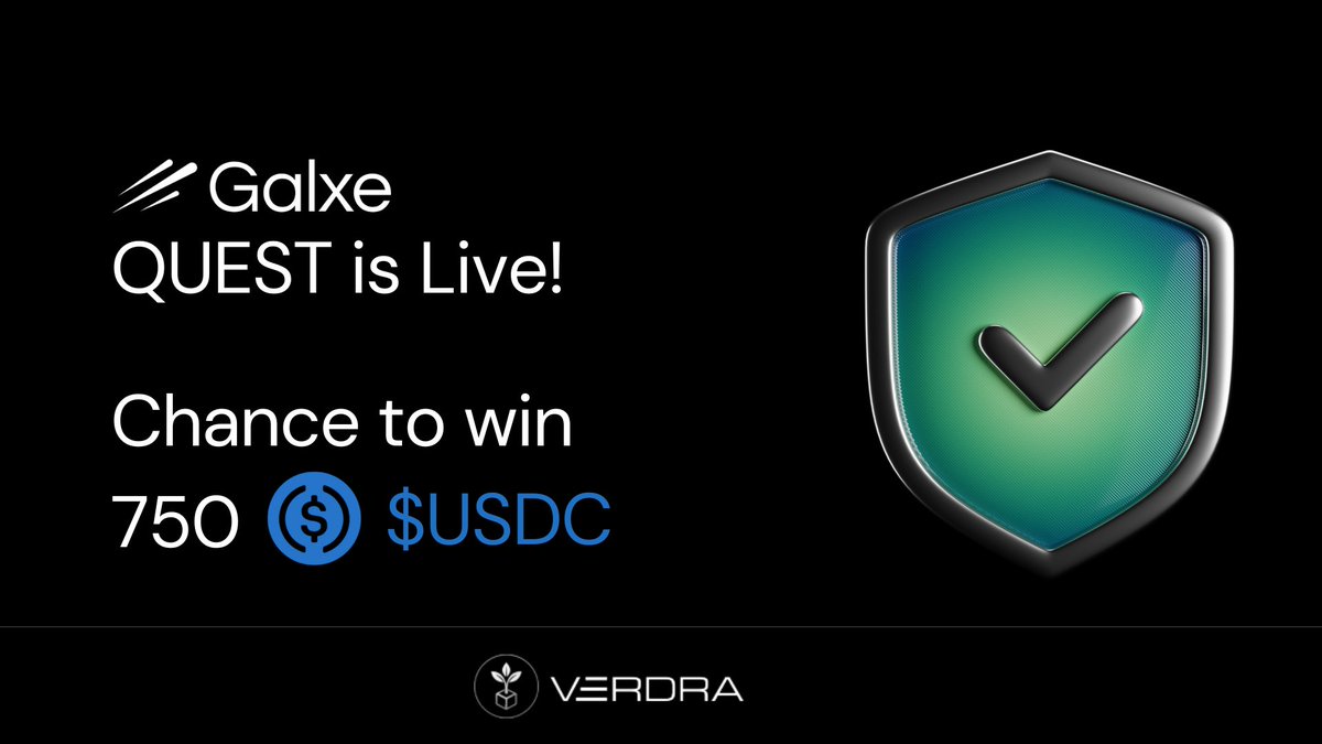 Join the future of on-chain agriculture with Verdra and get a chance to win from a $750 USDC prize pool! 🎉

Quest Link : app.galxe.com/quest/nKNJXCjF…

We're rewarding our early supporters through a raffle—complete the simple tasks below to secure your entry:

✅ Follow @VerdraFi on X