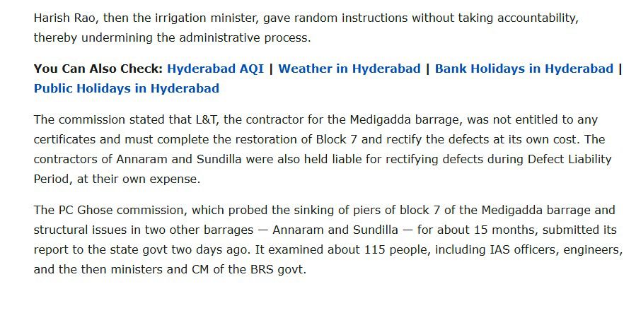 Medigadda’s failure isn’t just an engineering disaster it’s a betrayal by a company trusted with national infrastructure.
The Judicial Commission has ripped the mask off L&amp;T’s negligence, demanding accountability where none existed.
Let this be a loud message to all contractors: