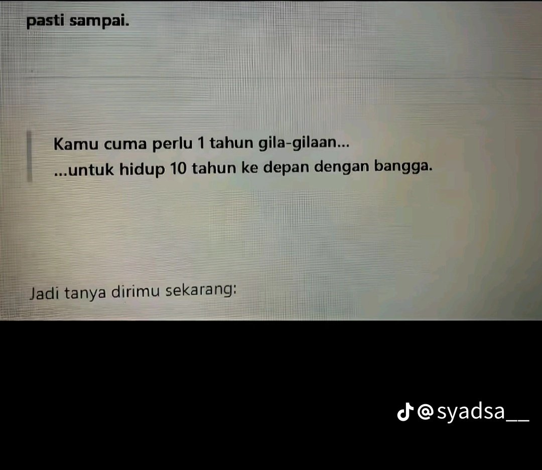 reminder buat temen-temen gapyear/semigap aku disini 👋🏻 cuman butuh waktu 1 tahun aja kok buat dapetin hasil yg sempurna untuk kehidupanmu 10 tahun mendatang, asal kalian bener-bener manfaatin setahun ini dengan benar.