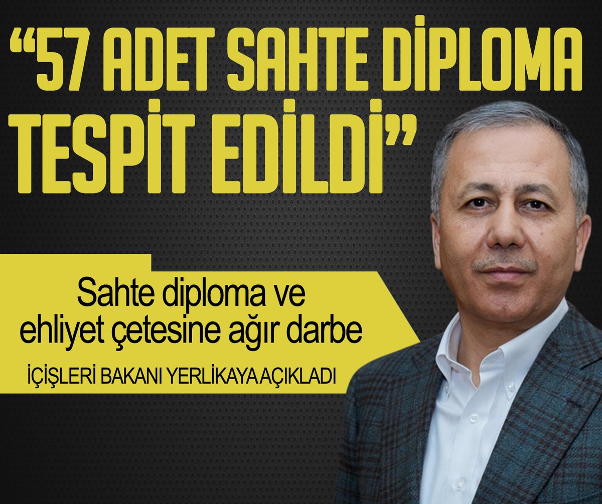 Sahte diploma ve ehliyet çetesine ağır darbe! İçişleri Bakanı Yerlikaya açıkladı: 37 kişi tutuklandı

turkgun.com/gundem/sahte-d…

#aliyerlikaya