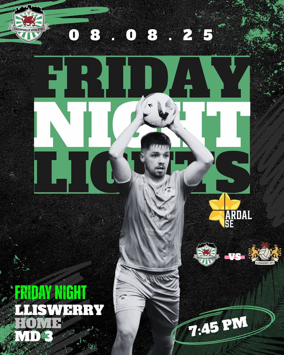 THIS FRIDAY 😍 💡 💚

Friday Night Lights - We welcome <a href="/LliswerryFC/">Lliswerry FC</a> to Ystrad Mynach CSE for a 7:45pm Kick Off.

If all goes well, we are hoping to unveil our new 2025/26 Home Kit 👀 🤞🏼 <a href="/VX3apparel/">VX3</a> 

See You All There! 

#TheAs 💚