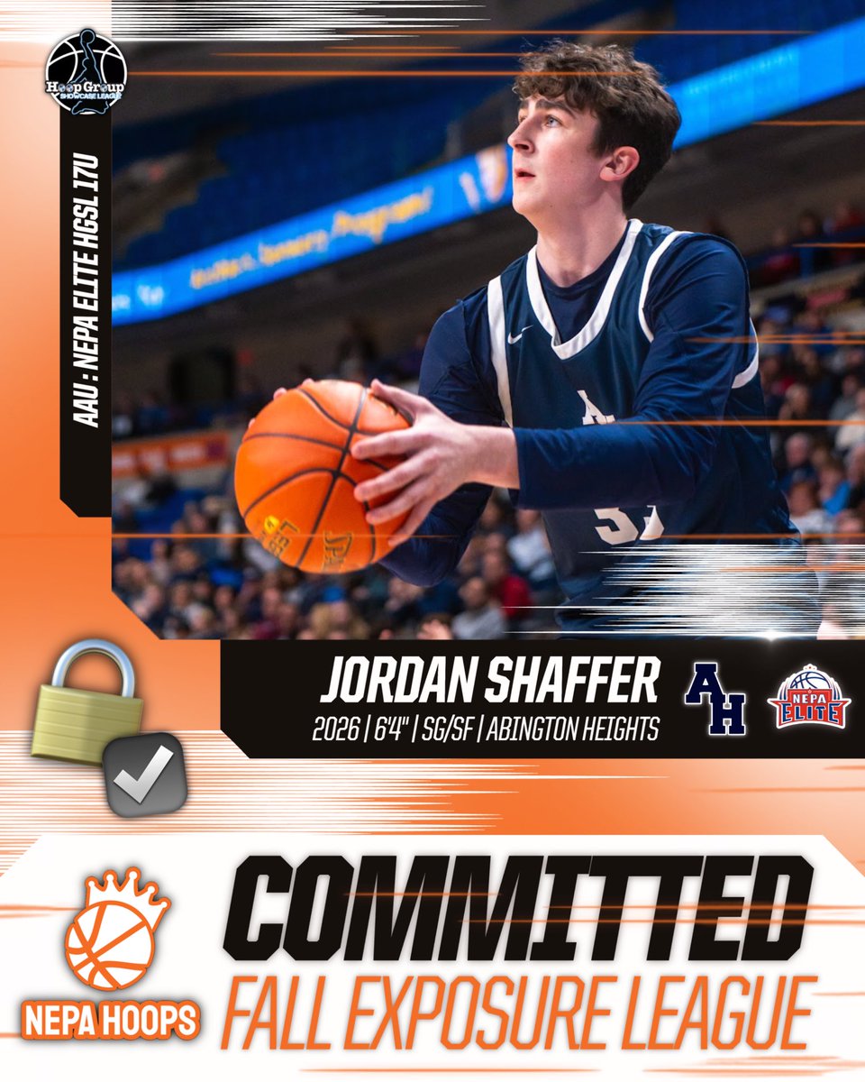 🔒 2026 6’4” SG/SF Jordan Shaffer
Abington Heights | NEPA Elite HGSL 17U

Officially LOCKED IN for the NEPA Hoops Fall Exposure League at Riverfront Sports in Scranton!

#NEPAHoops 🤝 #FallExposureLeague <a href="/jordanshaffer0/">Jordan Shaffer</a> <a href="/AHCometsBBB/">Abington Heights Basketball</a> <a href="/NEPA_Elite/">NEPA Elite Basketball</a>