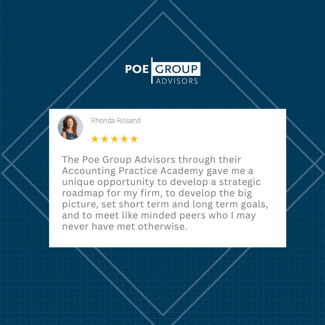 Thank you, Rhonda! We are thrilled Accounting Practice Academy helped you gain the clarity and vision needed to reach your goals. 

Interested in joining our September session?

Visit our website now to apply: hubs.li/Q03zCKpL0

#PoeGroupAdvisors #AccountingPracticeAcademy