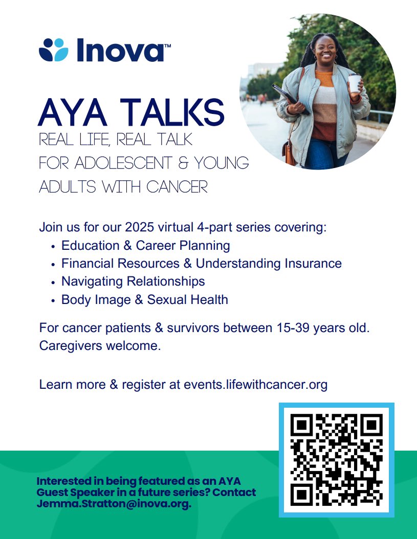 LifewithCancer's tweet image. Join us for a 4-part series exploring real-life challenges and conversations faced by young adults with a cancer diagnosis. 

1st session kicks off August 19 @6PM, focusing on pursuing higher education and your career.

🔗Register at: events.lifewithcancer.org/class/138565