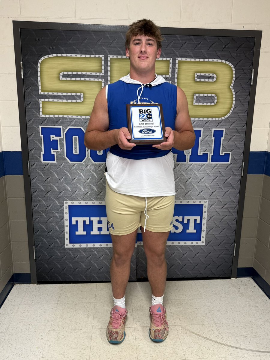 Pat Timlin (@pat_timlin) on Twitter photo Locked in for the <a href="/WJCLNews/">WJCL News</a> Big 22 squad: <a href="/SEB_Football/">Southeast Bulloch Yellow Jackets</a> Bear Fretwell!
<a href="/bear_fretwell/">Bear Fretwell</a> – 6’7 310 lb senior OT, who loves to play with aggression. Capped off a huge summer with an Alabama commitment in July. Locked in for the <a href="/WJCLNews/">WJCL News</a> Big 22 squad: <a href="/SEB_Football/">Southeast Bulloch Yellow Jackets</a> Bear Fretwell!
<a href="/bear_fretwell/">Bear Fretwell</a> – 6’7 310 lb senior OT, who loves to play with aggression. Capped off a huge summer with an Alabama commitment in July.
