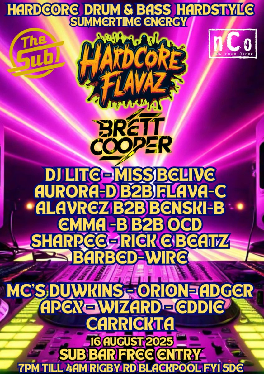 slamminorion's tweet image. August 16th Blackpool D&amp;amp;B/Hardcore/Oldskool event check it out!! 
#ravers #raving #DandB #Hardcore #Blackpool #Lancashire #rave #DJ #MC #mcorion #brettcooper #HardcoreFlavaz