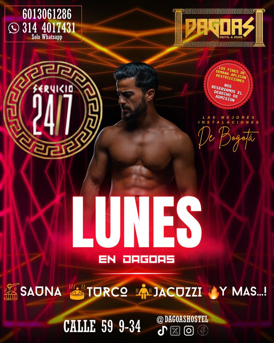 LUNES en DAGOAS
¿Quién dijo que los lunes son aburridos?
Empieza la semana con placer, relax y buena vibra.

👉 Etiqueta a tu cómplice para arrancar la semana como se debe 😏

Pases de cortesías? ⁣⁣⁣
⁣⁣⁣⁣
✅DEBES SEGUIRNOS  y dar 💙+ 🔁 a este tweet y TODOS nuestros posts