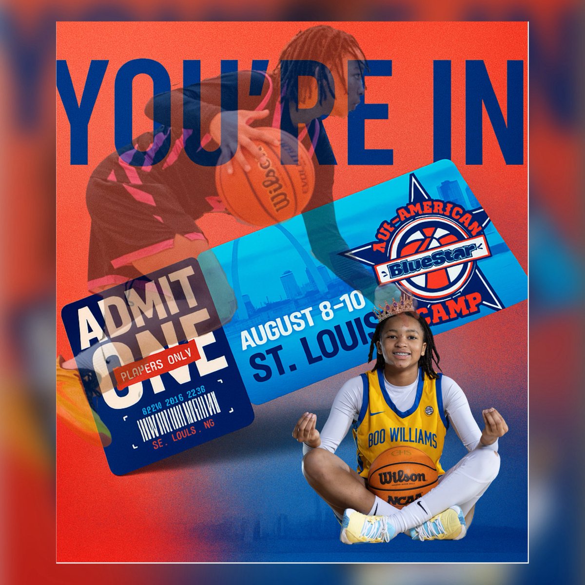 🙌🏽 Honored to be invited to the BlueStar All-American Camp in St. Louis
🔥 Grateful for the chance to compete with top talent from across the country
📚 Ready to learn, grow, &amp; keep pushing
🏀 Locked in and focused on every moment
💪🏽 Let’s work!
#BlueStarCamp #TrustTheProcess