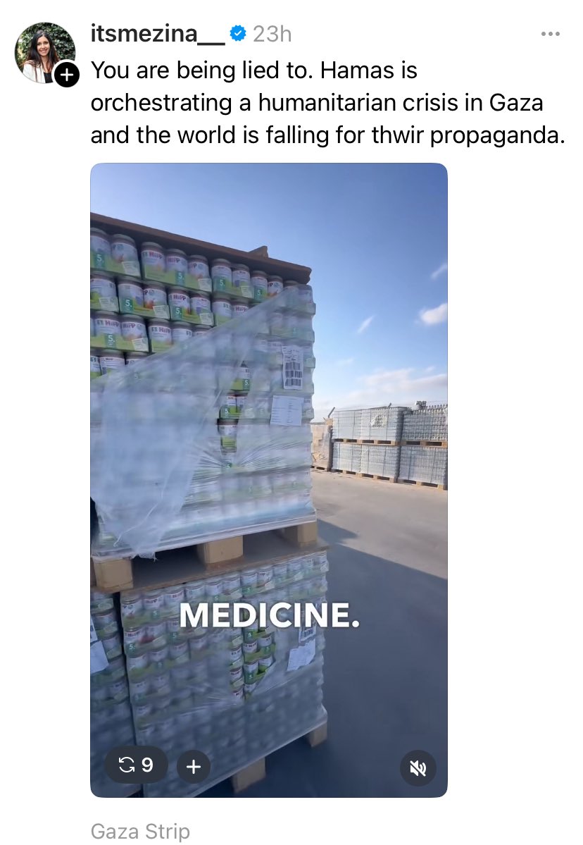 Judy Maxine🇨🇦🇺🇸 (@judymaxb9632935) on Twitter photo <a href="/DavidMcGuinty/">David McGuinty</a> <a href="/CanadianForces/">Canadian Armed Forces</a> A true journalist in Gaza posted a video in Instagram exposing that massive aid supplies just sit there not being distributed to citizens who need it
Hamas is playing the world like a black widow spider catches flies. <a href="/DavidMcGuinty/">David McGuinty</a> <a href="/CanadianForces/">Canadian Armed Forces</a> A true journalist in Gaza posted a video in Instagram exposing that massive aid supplies just sit there not being distributed to citizens who need it
Hamas is playing the world like a black widow spider catches flies.