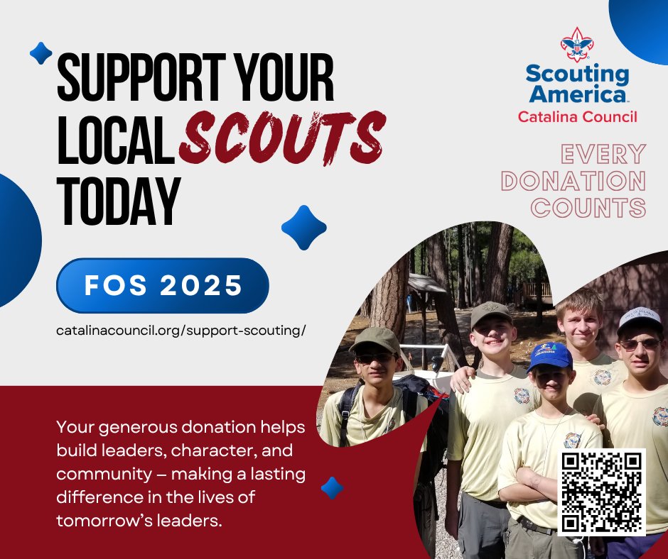 August is here, make a difference today!
Support Scouting and help us build unforgettable adventures, develop future leaders, and keep the Scouting spirit strong in Southern Arizona.
💛 Donate today and be part of something bigger: donations.scouting.org/#/council/011/…
#FriendsofScouting