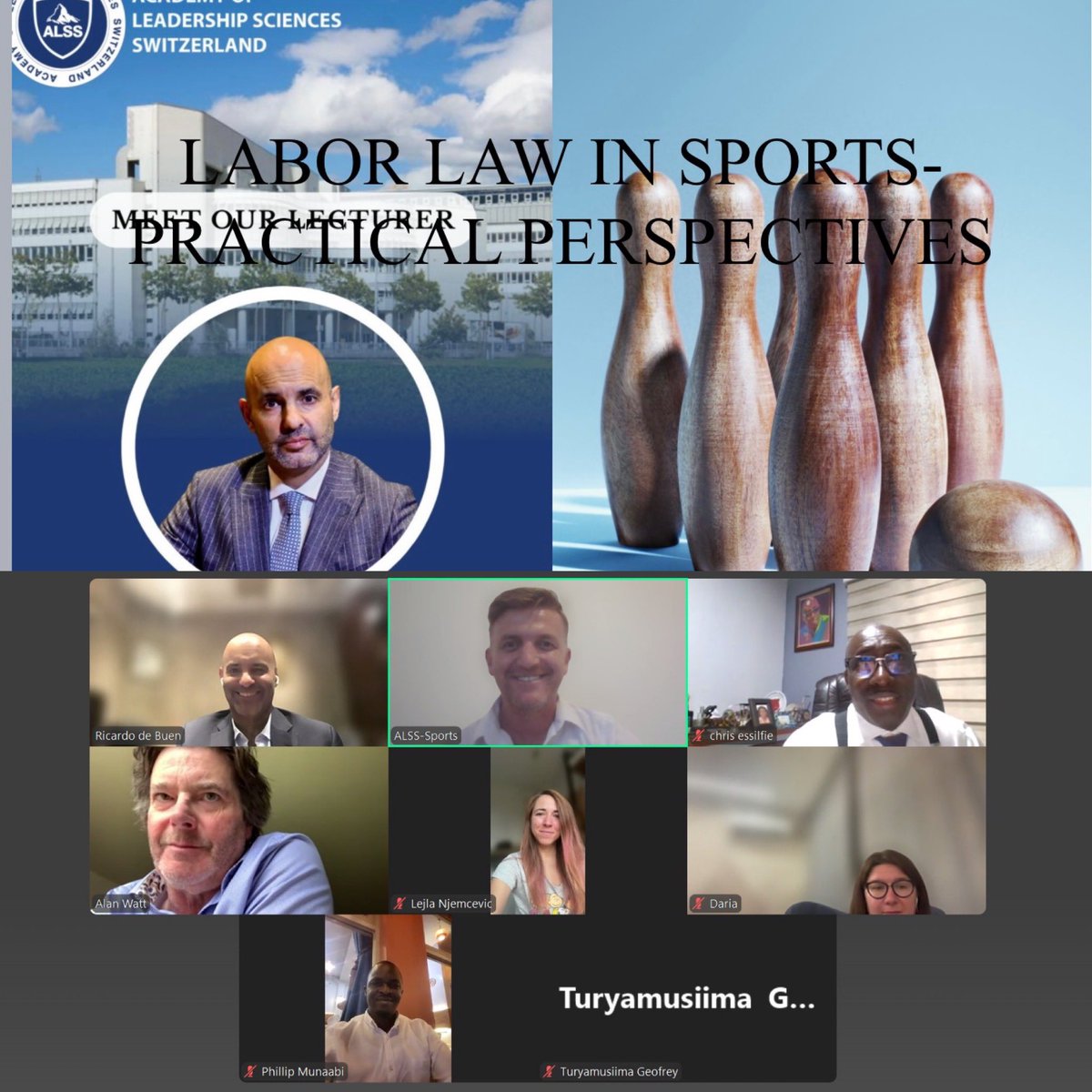 Un gran honor para Ricardo de Buen, haber impartido hoy una clase sobre los contratos de los deportistas profesionales, dentro del MBA organizado desde Suiza por la Academy of Leadership Sciences Switzerland, con alumnos de Europa y África.