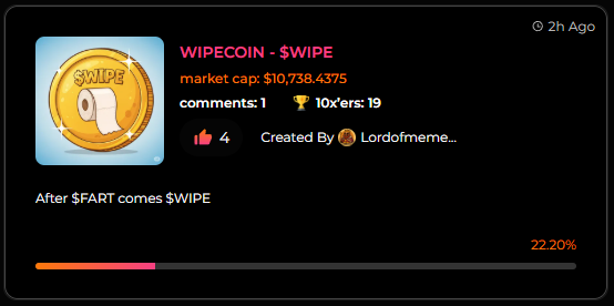 10xFun_io's tweet photo. WIPECOIN $WIPE is gaining traction on https://t.co/VgLKyuFFTv ๐ฅ
Volumeโs picking upโฆ holders are stackingโฆ ๐
Will this be the first token to graduate and trigger a 10x reward? ๐งป๐
One lucky holder could win up to 3 BNB ๐ฐ
#10xFun #WIPE #memecoin #BNBChain #crypto https://t.co/nGtd7sAuKR
