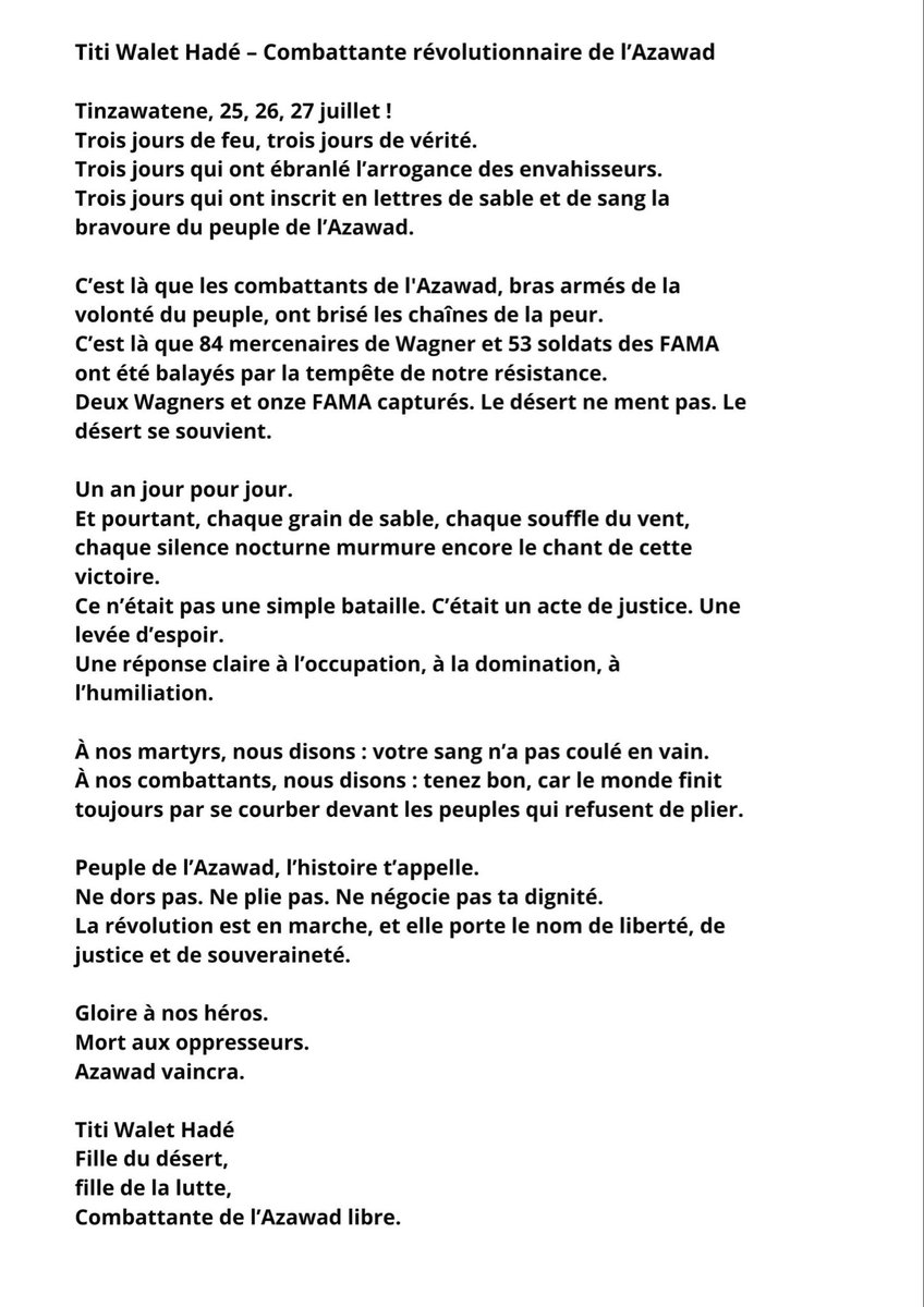 La bataille de l’honneur 
Prochainement d’autres batailles (KIDAL,Gao ,Tombouctou,Menaka) où l’ennemi serait défait à jamais in shaa Allah