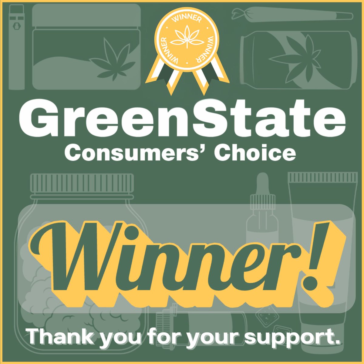 BIG love to @greenstate + the community for the 2025 Consumer Choice Awards Best Dry Herb Vape Best Vape Battery Best Vape (NW) Best Vape (NE) Grateful BIG love to @greenstate + the community for the 2025 Consumer Choice Awards Best Dry Herb Vape Best Vape Battery Best Vape (NW) Best Vape (NE) Grateful