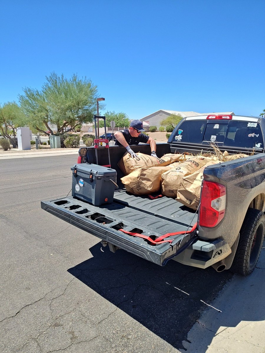 BullheadFire's tweet image. FF Paramedic T. Lowry and FF/EMT A. Signorelli went above &amp;amp; beyond the call of duty on a heat exhaustion call.  They helped take down the ladder the pt. had been using, moved all the trees into a pile, &amp;amp; secured the ladder so it wouldn’t blow away. 
Great job, guys!
