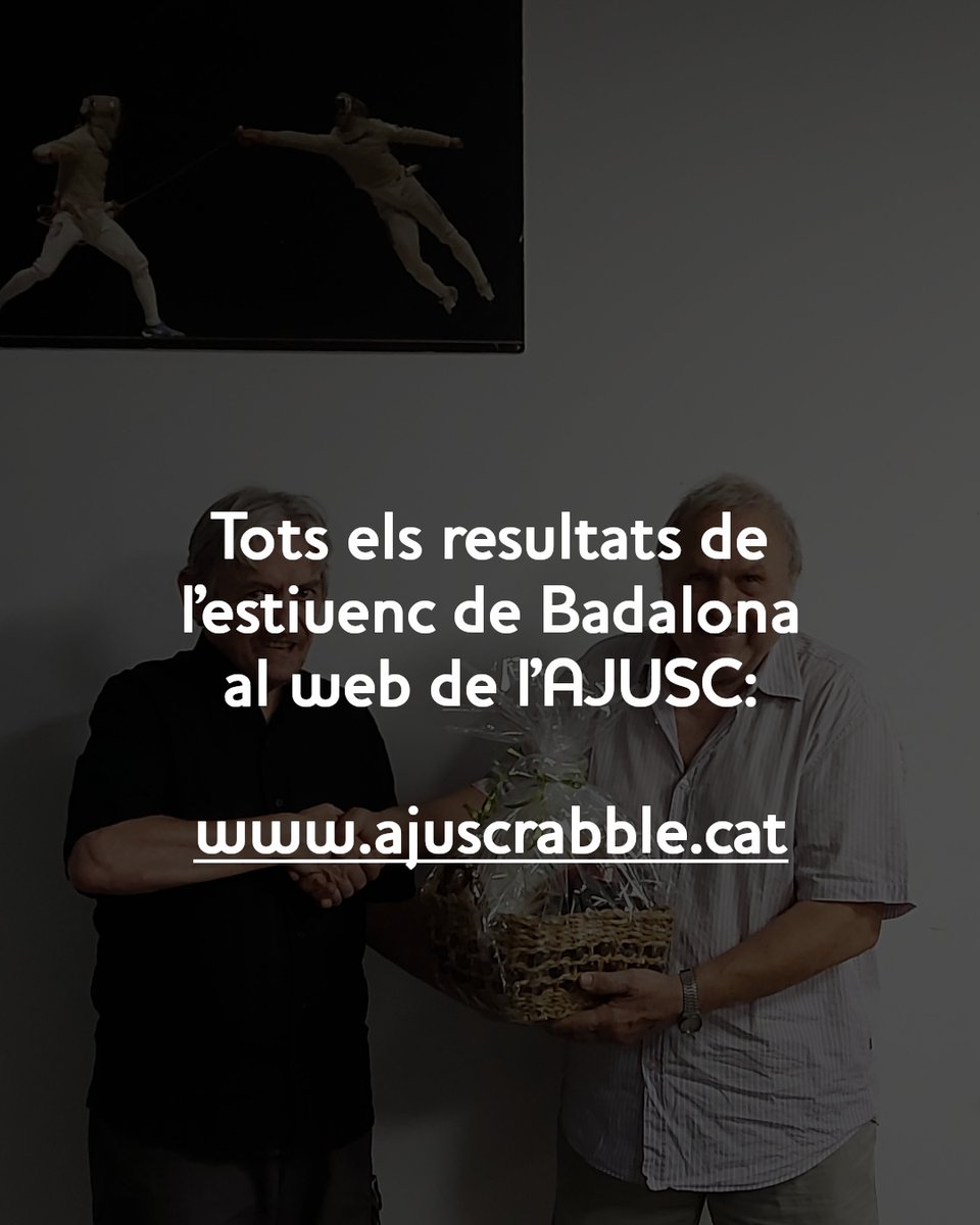 AJUSC (@ajuscrabble) on Twitter photo 🏆 Lluís <a href="/deyzaguirre/">Ciutadà De Yzaguirre #bonDiaTotElDia Слава Україна</a> s’ha endut el títol d’aquest Estiuenc de Scrabble a Badalona 2025! 🔠👏
🔍 Si t’estàs preguntant com va quedar la resta... alguns van marxar amb el dubte! Ja pots veure la classificació definitiva, les millors puntuacions i els qui van fer més Scrabbles! 💥 🏆 Lluís <a href="/deyzaguirre/">Ciutadà De Yzaguirre #bonDiaTotElDia Слава Україна</a> s’ha endut el títol d’aquest Estiuenc de Scrabble a Badalona 2025! 🔠👏
🔍 Si t’estàs preguntant com va quedar la resta... alguns van marxar amb el dubte! Ja pots veure la classificació definitiva, les millors puntuacions i els qui van fer més Scrabbles! 💥