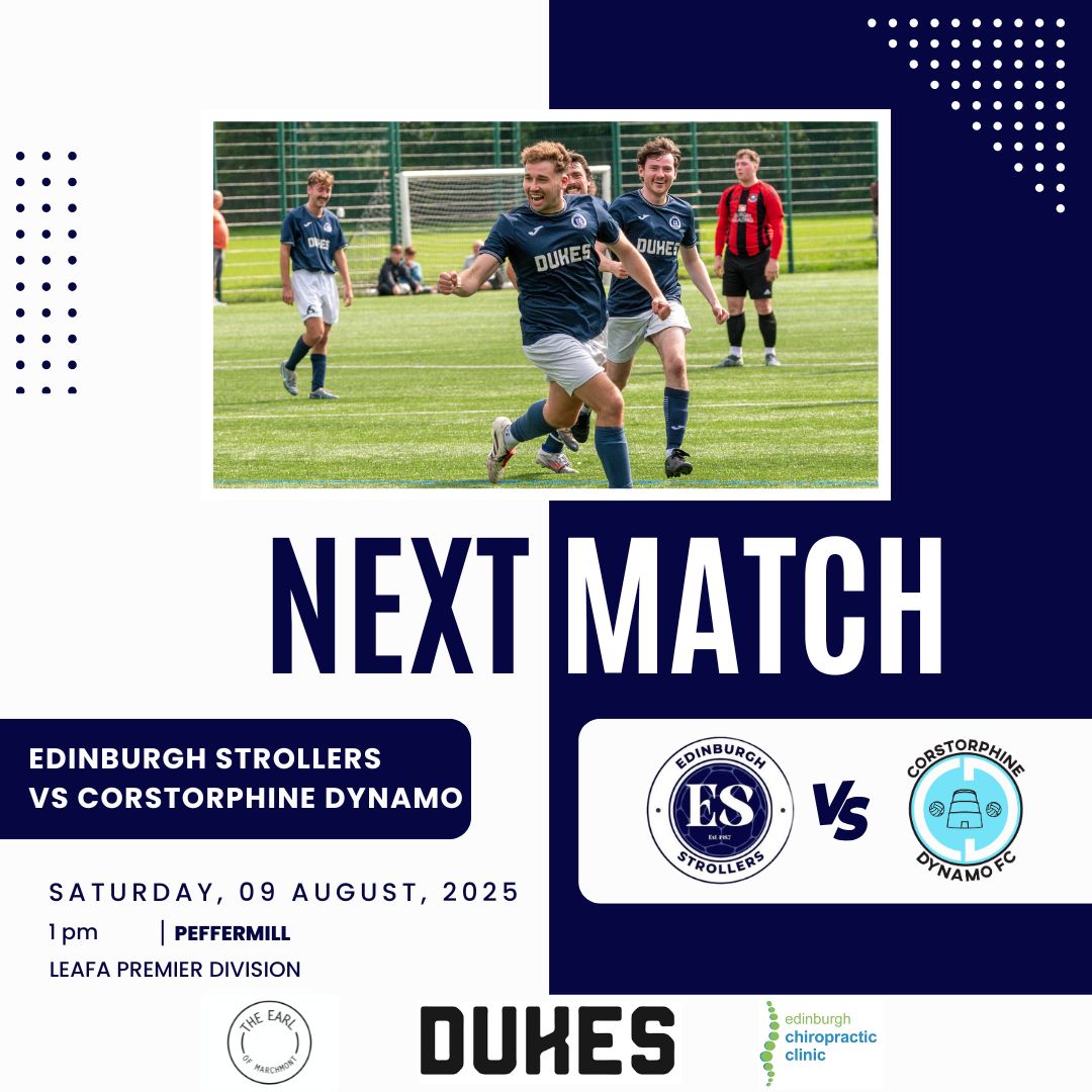 Edinburgh Strollers (@edinstrollersfc) on Twitter photo 🔜 | Upcoming Fixture
League duties return this weekend, with our 25/26 campaign starting at home against <a href="/CorrieDynamoFC/">Corstorphine Dynamo CFC</a>. Further details below ⬇️
<a href="/LeafaOfficial/">Official_LEAFA</a> <a href="/scottish_aff/">AmateurFixturesResultsSCO</a> <a href="/L1veAtTheAmmys/">Live At The Ammys</a>
Sponsors:
Dukes
The Earl of Marchmont
<a href="/ChiroEdinburgh/">EdinburghChiro</a>
🔵⚪️🔵⚪️ 🔜 | Upcoming Fixture
League duties return this weekend, with our 25/26 campaign starting at home against <a href="/CorrieDynamoFC/">Corstorphine Dynamo CFC</a>. Further details below ⬇️
<a href="/LeafaOfficial/">Official_LEAFA</a> <a href="/scottish_aff/">AmateurFixturesResultsSCO</a> <a href="/L1veAtTheAmmys/">Live At The Ammys</a>
Sponsors:
Dukes
The Earl of Marchmont
<a href="/ChiroEdinburgh/">EdinburghChiro</a>
🔵⚪️🔵⚪️