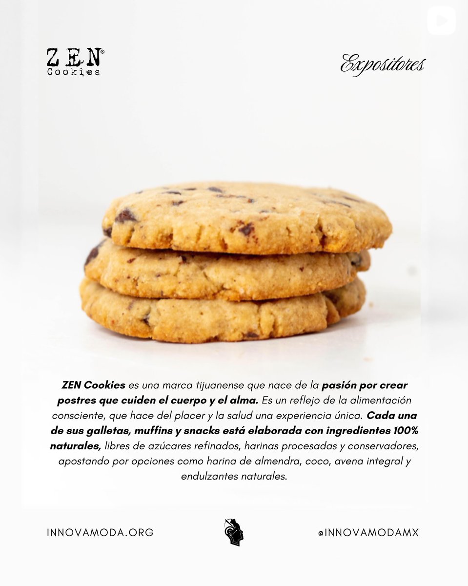 TjInnovadora's tweet image. 🍪En #InnovaModa2025 damos la bienvenida a ZEN Cookies, marca tijuanense que transforma el concepto de postre en experiencia de bienestar y sabor consciente

¡Ya viene @InnovaModa_Mx!

📅Domingo 17/Agosto
📍Hotel Castillos del Mar
🎟️Boletos YA A LA VENTA⤵️
eventbrite.com/e/innovamoda-c…