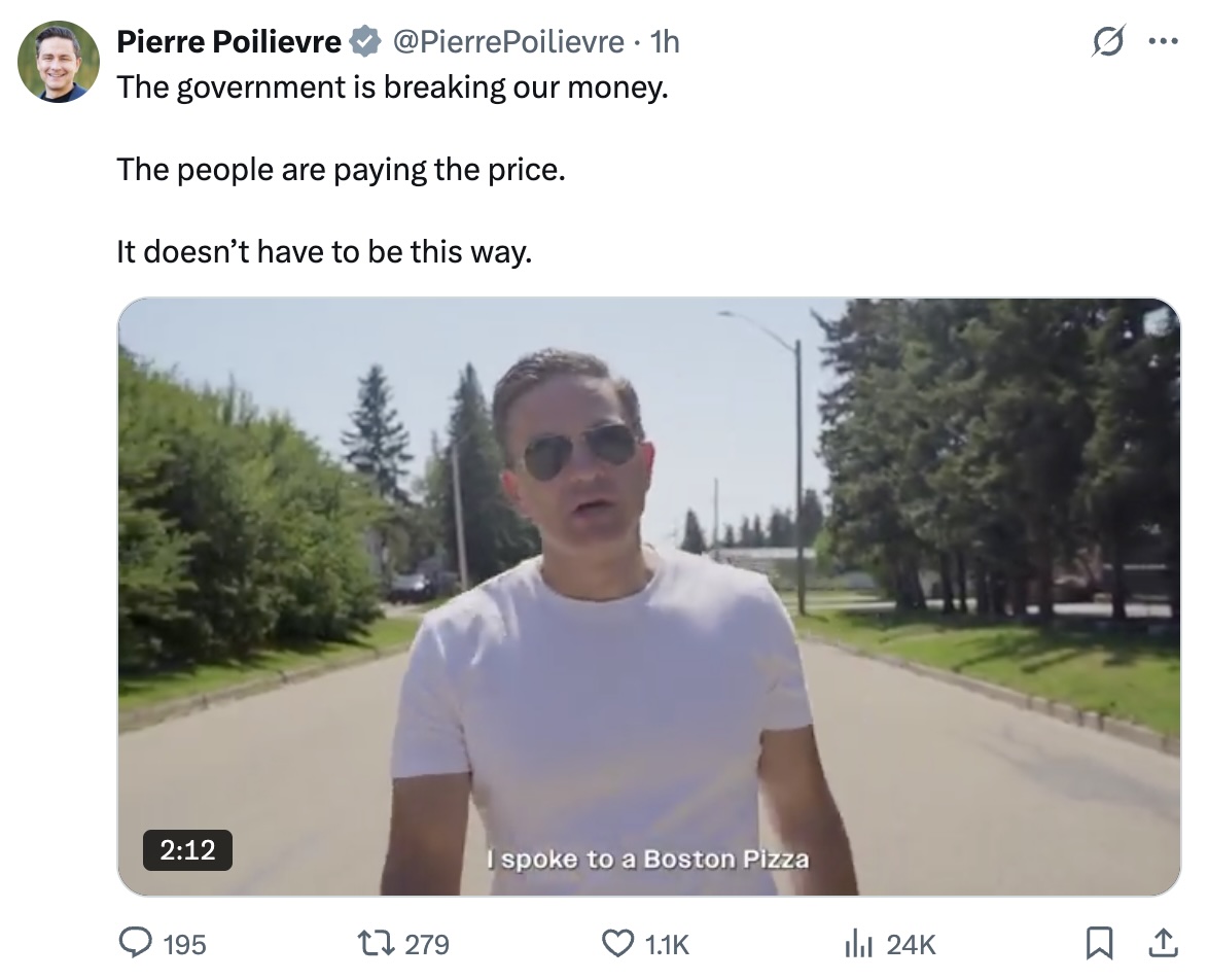 The Conservative Party of Canada's angry less charming apple chomping wannabe version of a 1986 Tom Cruise wants to take the former Governor of the Bank of Canada to school on monetary policy.

It's not going to work.