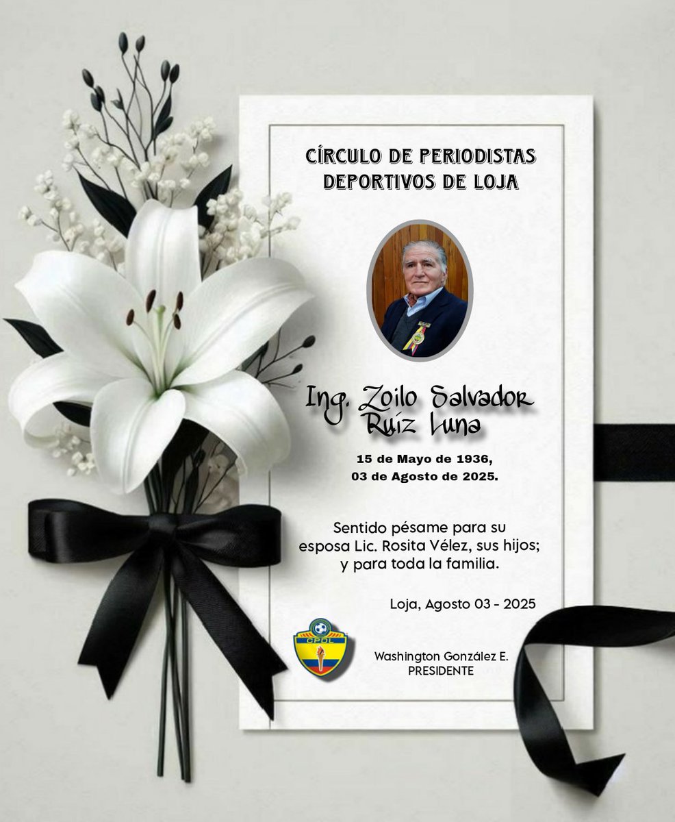 CPDLoja's tweet photo. Descanse en paz Ingeniero Zoilo... Ex-Gloria del Deporte Lojano, campeón nacional de fútbol. @UVDsport @LAGRANFUSION @Radiogzplus 🇪🇨🎙️⬇️⬇️ https://t.co/sSAVwQTagn