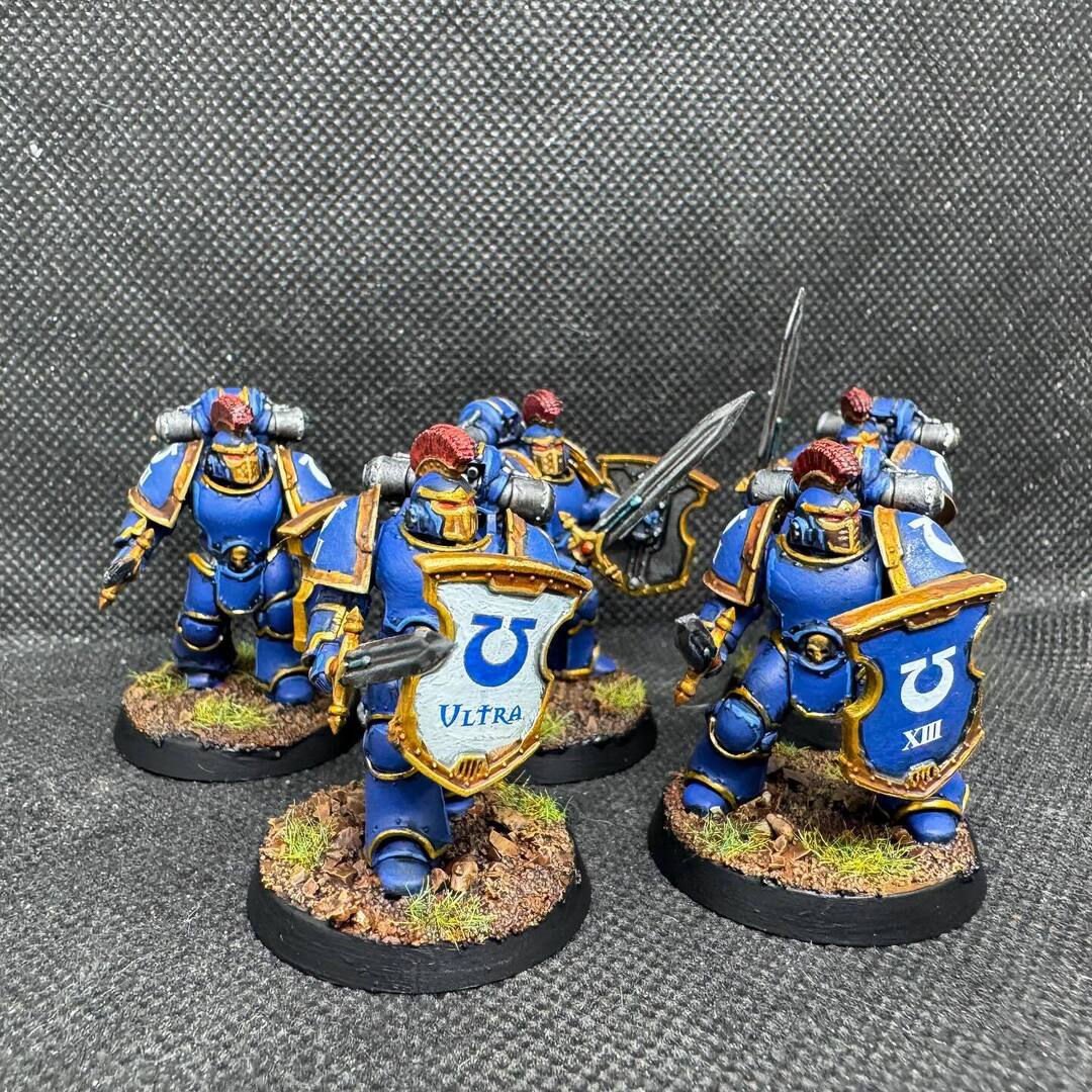 BigGeordieGeek's tweet photo. A Command Squad in MKIII Armour to join the Ultramarines, all armed with Power Swords and Combat Shields
#Warmongers #WarhammerCommunity #Paintslam25 #Warhammer30k #Warhammer30000 #HorusHeresy #TheHorusHeresy #Ultramarines #CommandSquad #PaintingWarhamm… https://t.co/sqtQuiaZTQ https://t.co/JGDryaXcji
