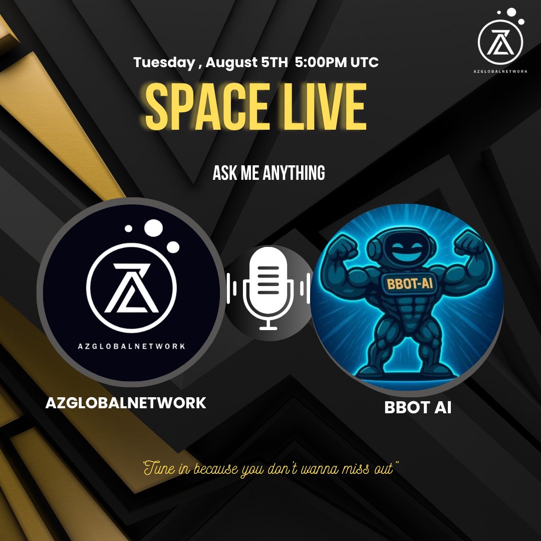 🌟 BBOT AI AMA 🌟

🗓 Date: Tuesday, August 5th
⏰ Time: 7:00PM UTC
📍 Where: x.com/i/spaces/1dRJZ…

💰 $BBOTAI Giveaway!🎉

How to participate in the giveaway:
1️⃣ Like &amp; share this post.
2️⃣ Follow <a href="/Bbot_AI/">Bbot~AI</a> 
3️⃣ Tag 3 friends for extra chances to win!