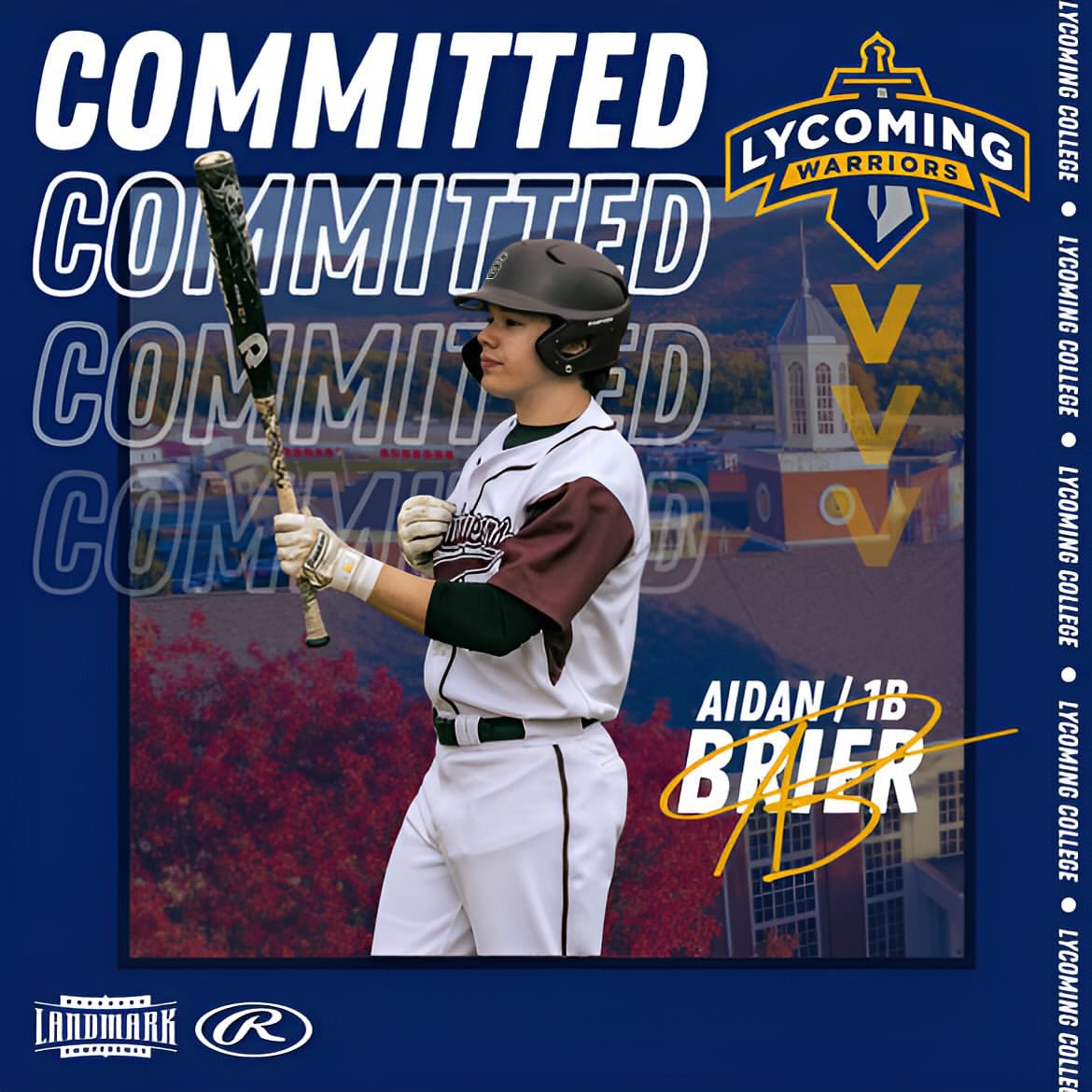 Repost from @bupa_pocono
•
Congratulations to ‘26 Aidan Brier on his commitment to Lycoming College. Aidan will play for Coach Oliveri and the Warriors as they compete for a Landmark Conference championship. We wish Aidan and his family the best of luck at Lycoming 🙌Baseball U