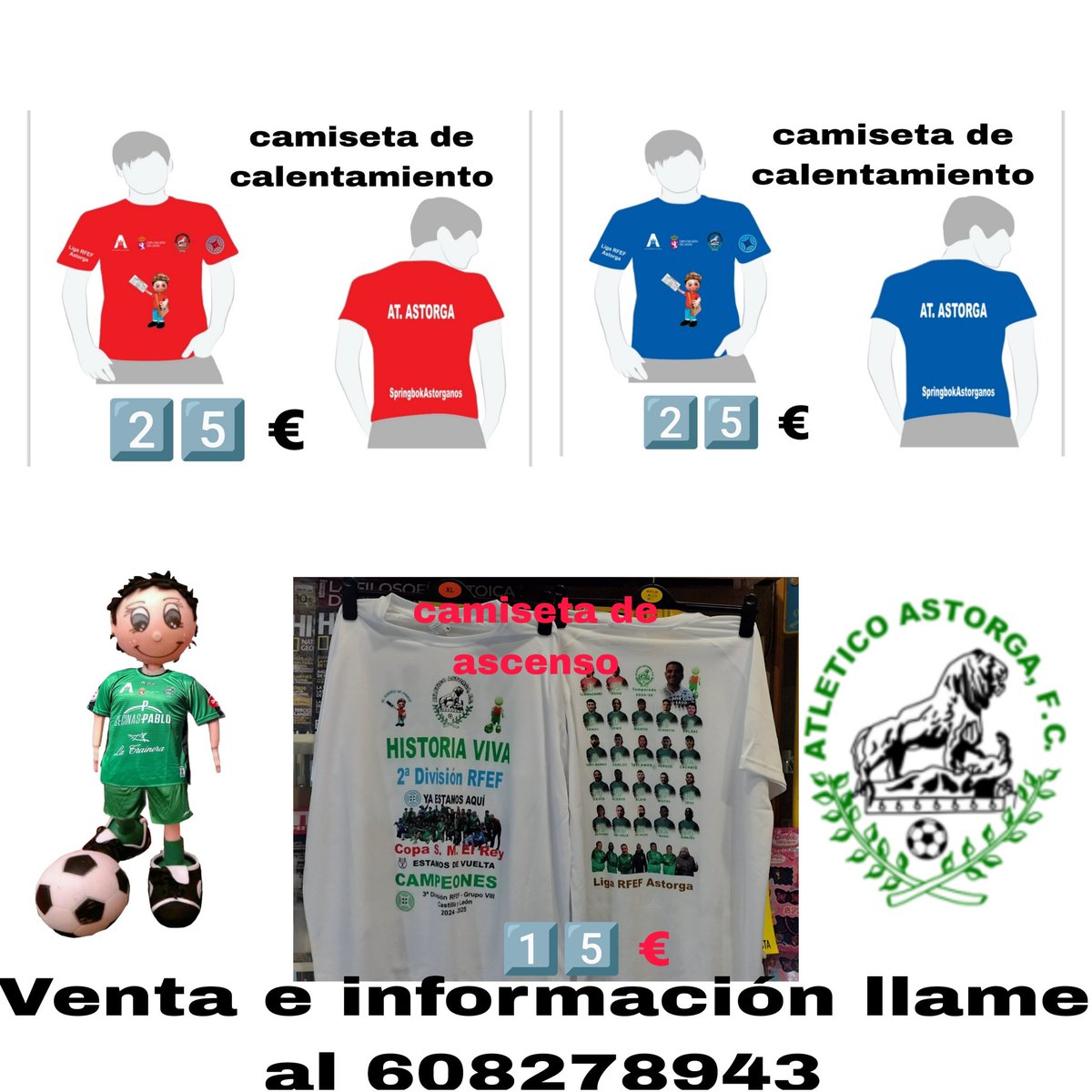 Liga RFEF Astorga (@ligarfefastorga) on Twitter photo Quieres 1 de las camiseta de los #SpringbokAstorganos |
<a href="/LigaRFEFAstorga/">Liga RFEF Astorga</a> pone a la venta la camiseta del ascenso a <a href="/Segunda_RFEF_/">Segunda Federación</a> por 1️⃣5️⃣ € y las camisetas de calentamiento (roja portero y azul jugador de campo) del <a href="/AtleticoAstorga/">Atlético Astorga F.C.</a> en sus partidos en <a href="/segundarfefinfo/">Segunda Federación / RFEF Info</a> a 2️⃣5️⃣€ Quieres 1 de las camiseta de los #SpringbokAstorganos |
<a href="/LigaRFEFAstorga/">Liga RFEF Astorga</a> pone a la venta la camiseta del ascenso a <a href="/Segunda_RFEF_/">Segunda Federación</a> por 1️⃣5️⃣ € y las camisetas de calentamiento (roja portero y azul jugador de campo) del <a href="/AtleticoAstorga/">Atlético Astorga F.C.</a> en sus partidos en <a href="/segundarfefinfo/">Segunda Federación / RFEF Info</a> a 2️⃣5️⃣€