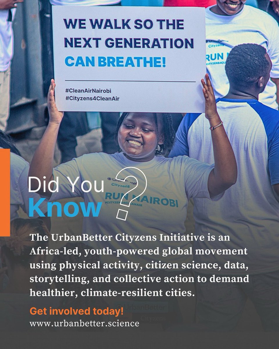 Did you know?
The UrbanBetter Cityzens Initiative is an Africa-led, youth-powered global movement using data, storytelling &amp; action to demand healthier, climate-resilient cities.

🌍 4+ hubs
👥 3K+ youths engaged

Learn more: 
cityzens.urbanbetter.science