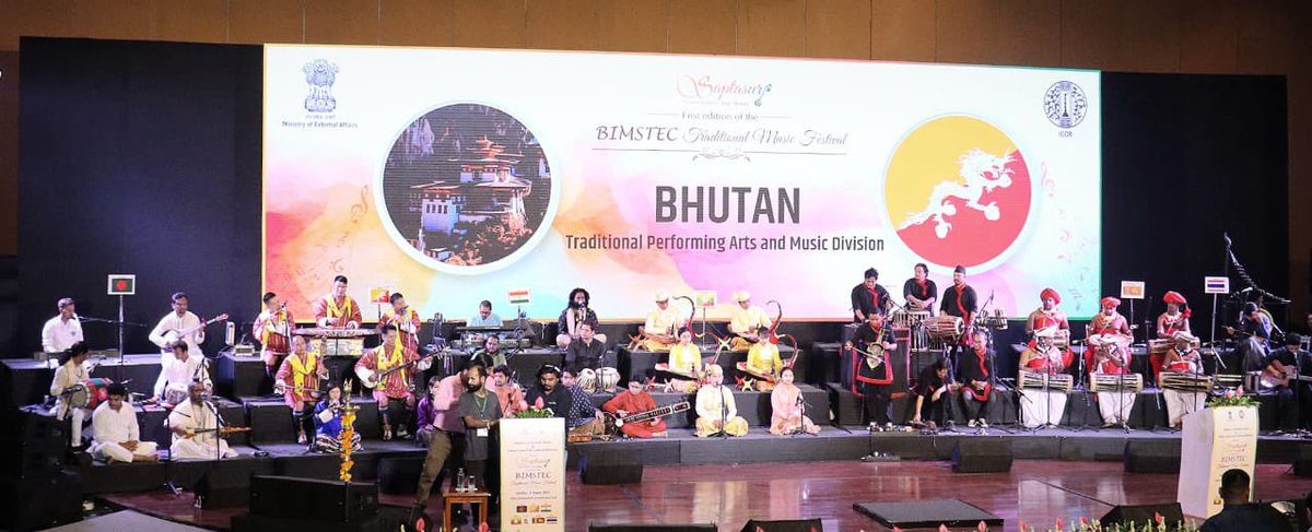 Dr. S. Jaishankar (@drsjaishankar) on Twitter photo An enriching evening of ‘Sapt-Sur’!
Great to witness traditional music performances from BIMSTEC countries.
A commitment made by PM <a href="/narendramodi/">Narendra Modi</a> at the BIMSTEC summit this year, the music festival builds on our shared cultural traditions and living bridges.
🇧🇩 🇧🇹 🇮🇳 🇲🇲 🇳🇵 🇱🇰 An enriching evening of ‘Sapt-Sur’!
Great to witness traditional music performances from BIMSTEC countries.
A commitment made by PM <a href="/narendramodi/">Narendra Modi</a> at the BIMSTEC summit this year, the music festival builds on our shared cultural traditions and living bridges.
🇧🇩 🇧🇹 🇮🇳 🇲🇲 🇳🇵 🇱🇰