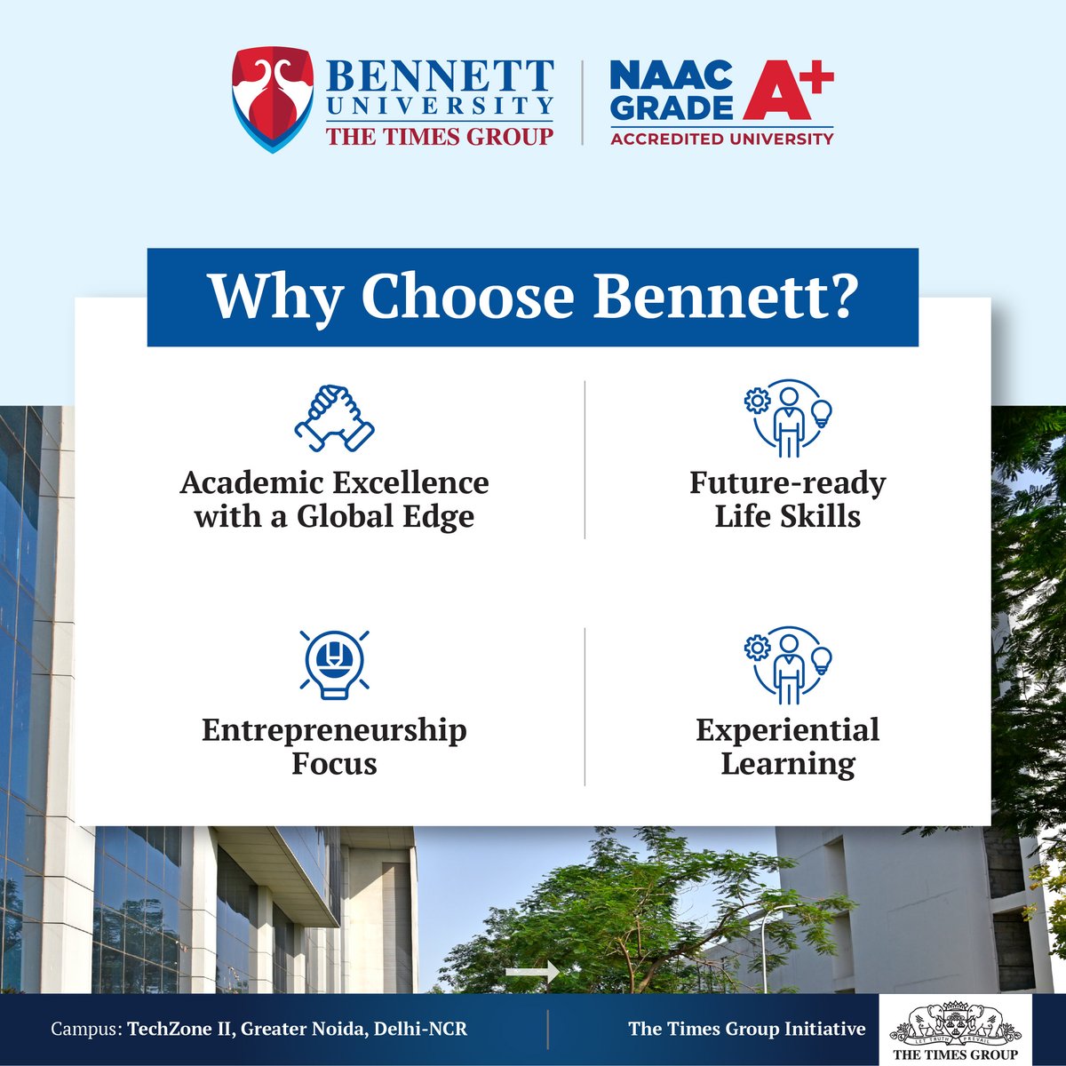 bennettuniv's tweet image. Final call to shape your future at Bennett University — a Times Group initiative.
- Up to 50% scholarships
- Global pathways
- Careers at Google, Meta &amp;amp; more
- Industry-powered learning
Apply now: rb.gy/4xkfpn
#BennettUniversity #FinalCall #FutureReady