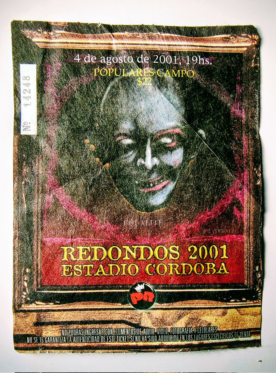 Chateau Carreras, 4 de Agosto de 2001. Sin saberlo, habíamos asistido al último recital de Los Redondos.
Mi entrada: Campo, 22 pesitos.
Inolvidable. 😎
#24años
#LosRedondos