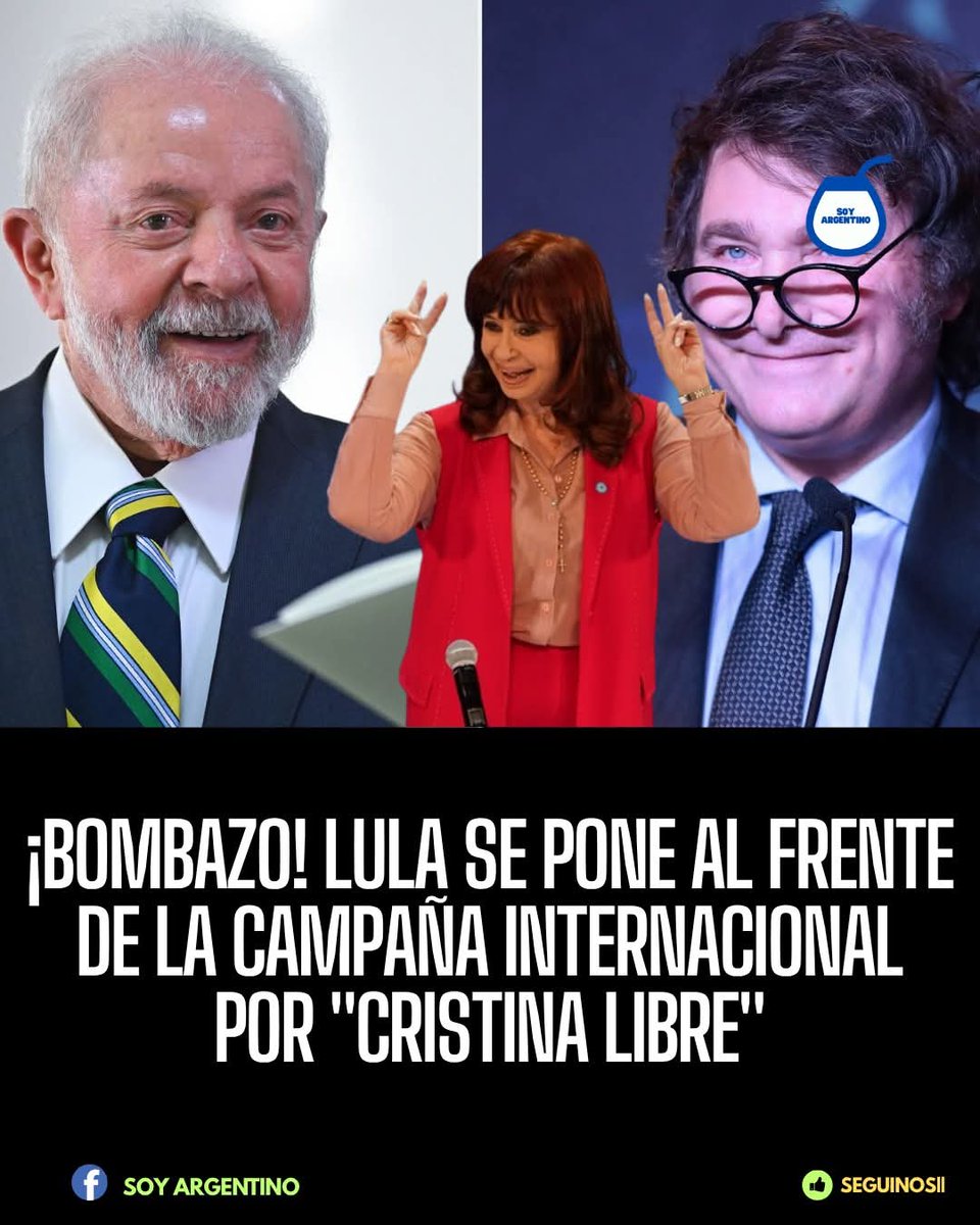 ArturoAroni (@arturoaroni) on Twitter photo Bombazo!🚨 Lula se pone al frente de la campaña internacional por "CRISTINA LIBRE"💪🏼👍🏻👏🏼👏🏼👏🏼
Nota: soyargentino.net/post/bombazo-l… Bombazo!🚨 Lula se pone al frente de la campaña internacional por "CRISTINA LIBRE"💪🏼👍🏻👏🏼👏🏼👏🏼
Nota: soyargentino.net/post/bombazo-l…