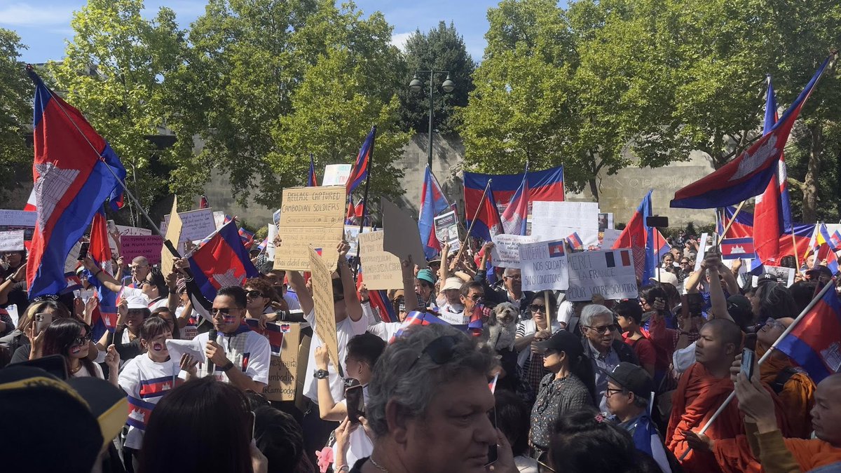 Cambodians march in Paris on August 3 to reject war, demand peace and stability. 
Give peace a chance.