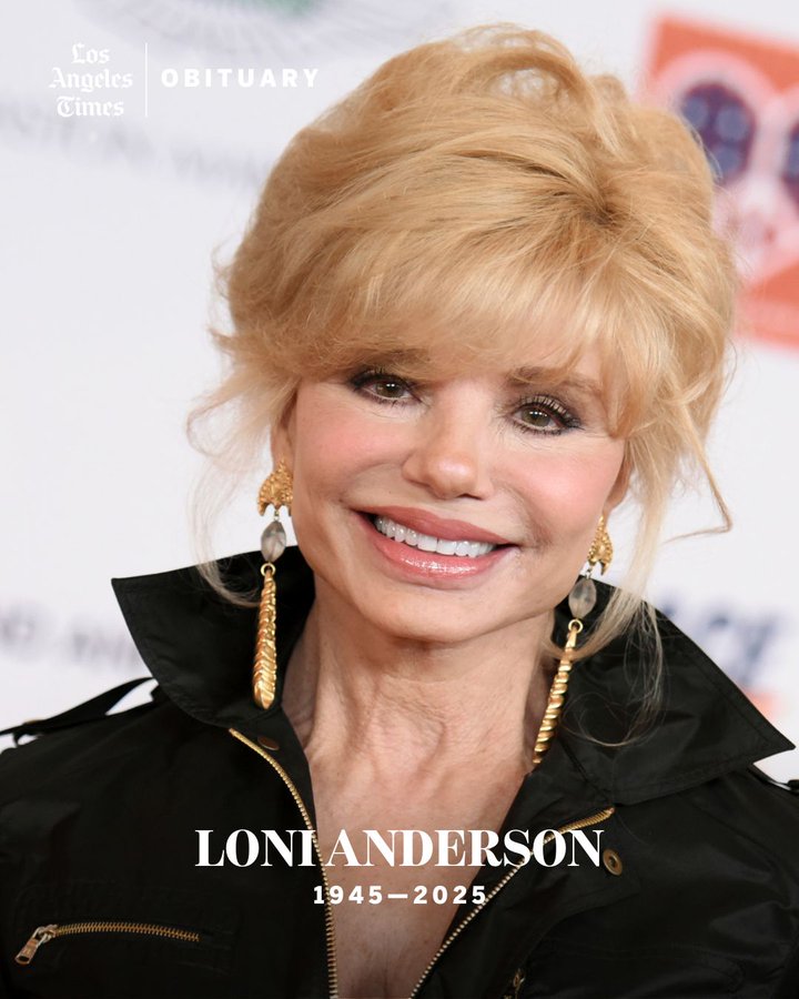 Loni Anderson, who played a struggling radio station’s empowered receptionist on the hit TV comedy “WKRP in Cincinnati,” died Sunday, just days before her 80th birthday.

latimes.com/entertainment-…