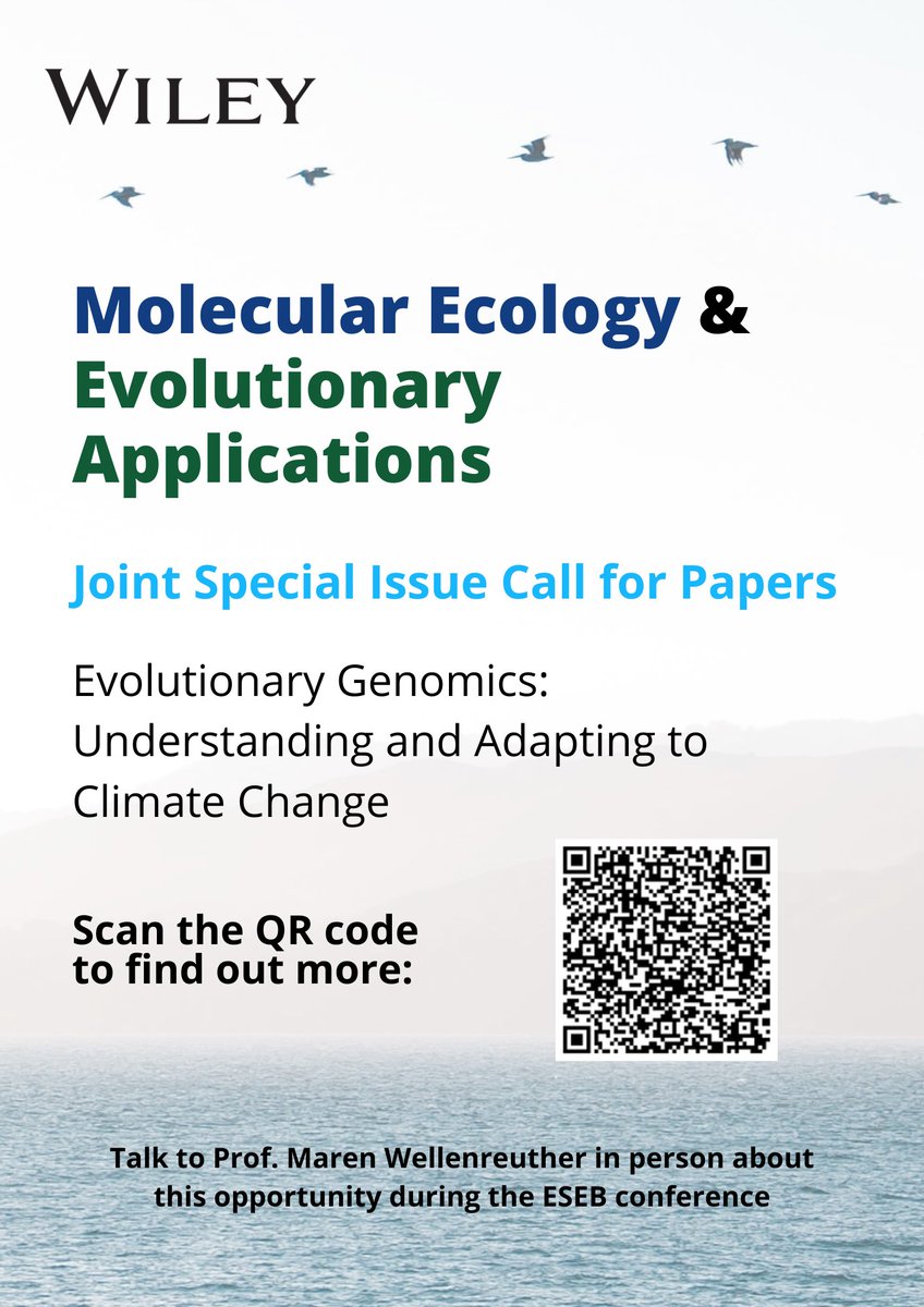 🚨 Call for Papers! 🚨
How can evolutionary genomics help us understand and adapt to #ClimateChange? Submit your research to this joint Special Issue by <a href="/molecology/">Molecular Ecology</a>  &amp; Evolutionary Applications! 🌎🌱

📅 Deadline: February 28, 2026