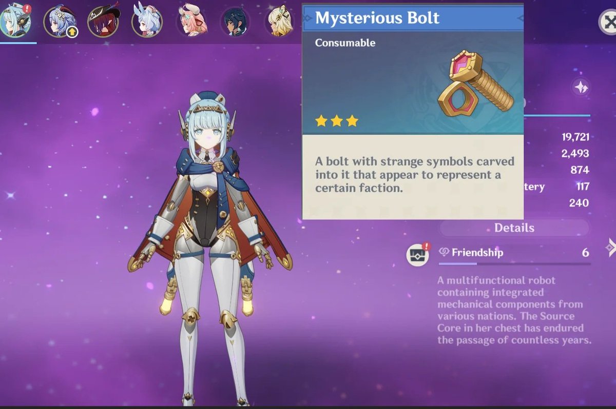 Ineffa is the first character that gives you a gift item at Friendship level 6

©️ u/AsterJ

#Genshinlmpact #Genshin #GenshinMemes