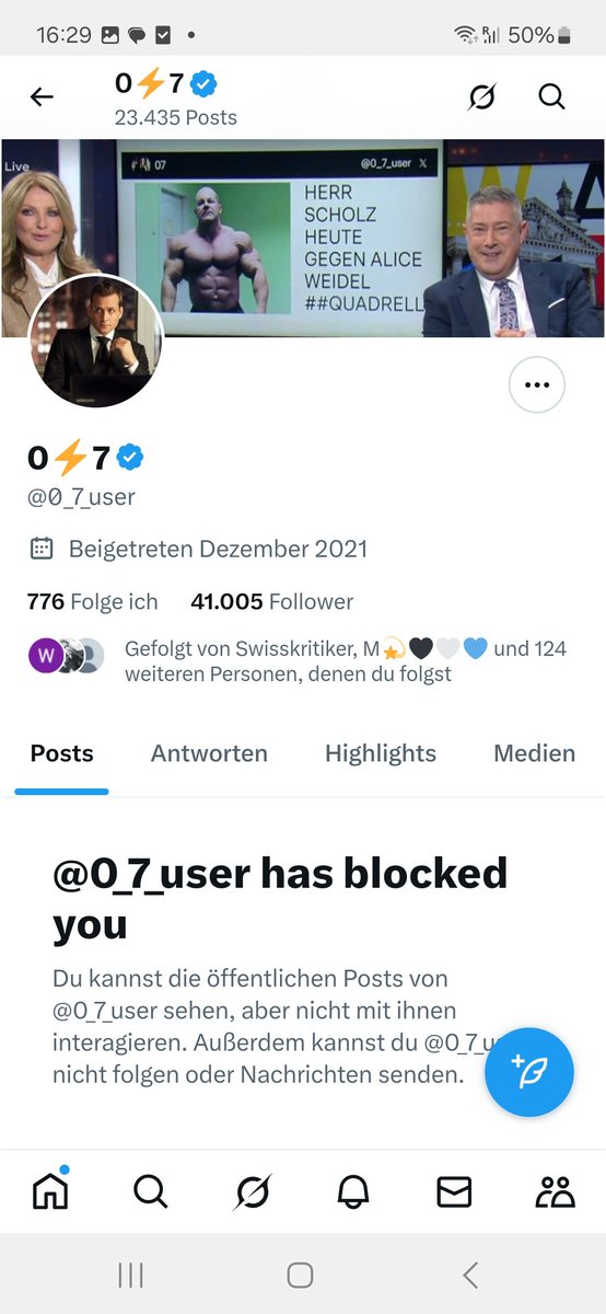 Der linke Troll-Account <a href="/0_7_user/">0⚡7</a> ist mit seinen eigenen Post's überfordert. Wie erwartet, blocken ist die einzige Lösung. Linke Pausenfüller sind die letzten Flachflöten in unserem Land. 😂