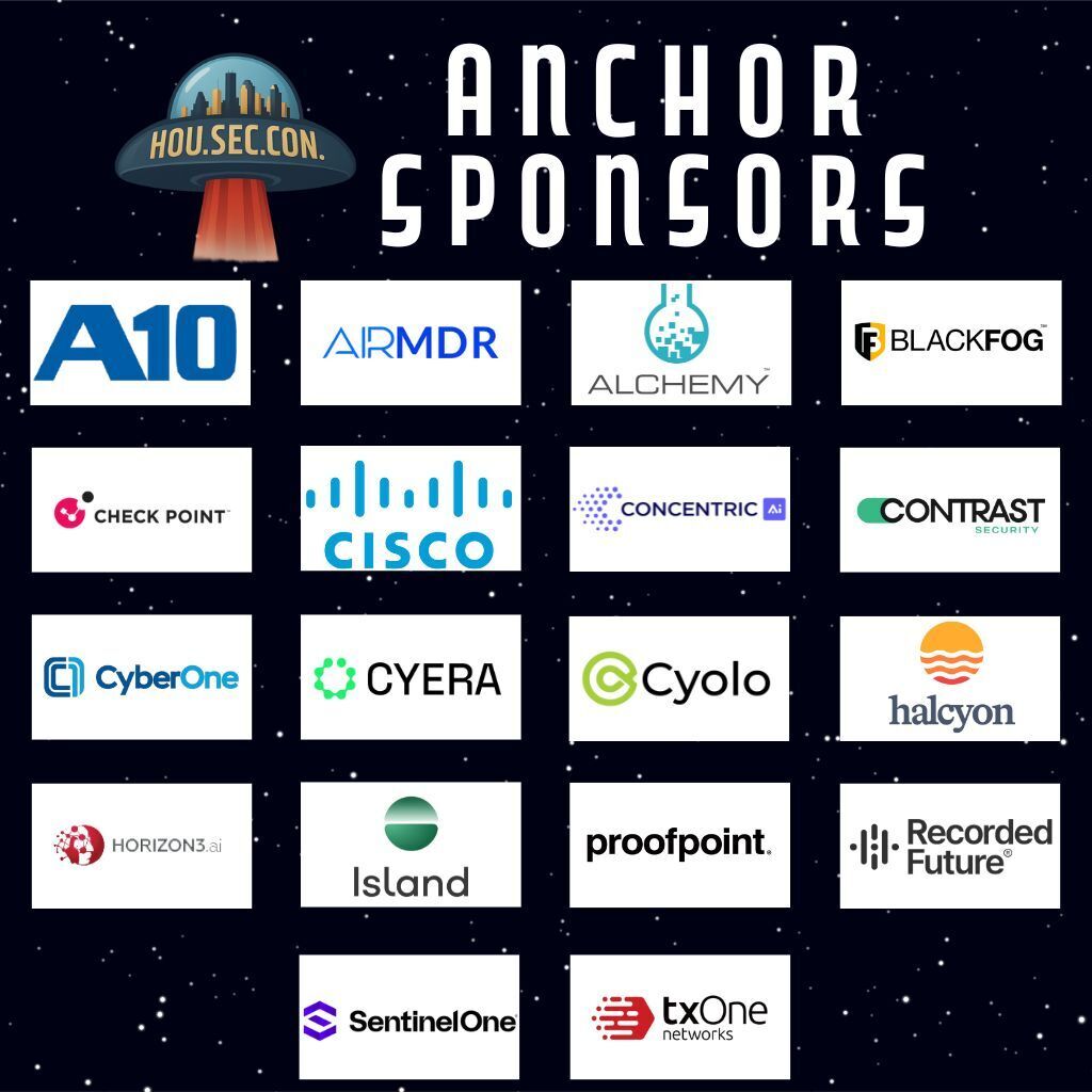 HOU.SEC.CON Security Conference (@houseccon) on Twitter photo Thank you to our Anchor Sponsors!
Sponsorship packages are still available - but they won’t last long. Check out our prospectus online or reach out to our Sponsor Wrangler learn more about becoming an exhibitor: sponsorwrangler@houstonseccon.com Thank you to our Anchor Sponsors!
Sponsorship packages are still available - but they won’t last long. Check out our prospectus online or reach out to our Sponsor Wrangler learn more about becoming an exhibitor: sponsorwrangler@houstonseccon.com