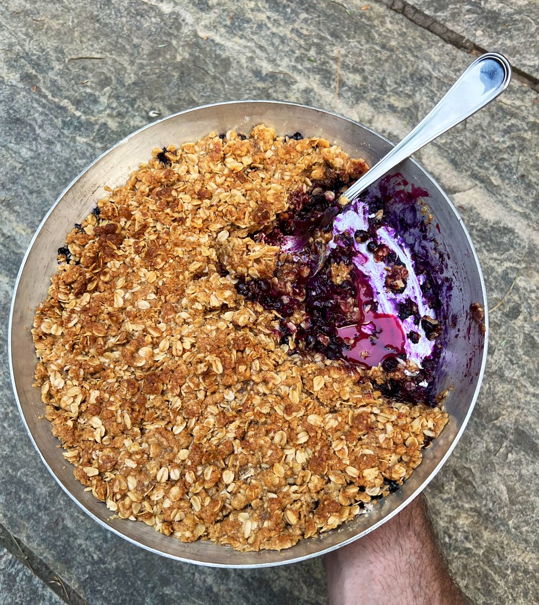Wild blueberry crumble.  Super simple but sooo good.  

Recipe coming in this weeks newsletter.