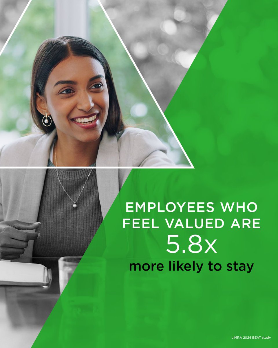 The 2024 LIMRA BEAT study reveals that employees who feel valued are 5.8 times more likely to stay with their company long-term. Investing in your employees' well-being isn’t just good for them, it’s good for your business. #EmployeeBenefits #CompanyCulture #EmployeeRetention