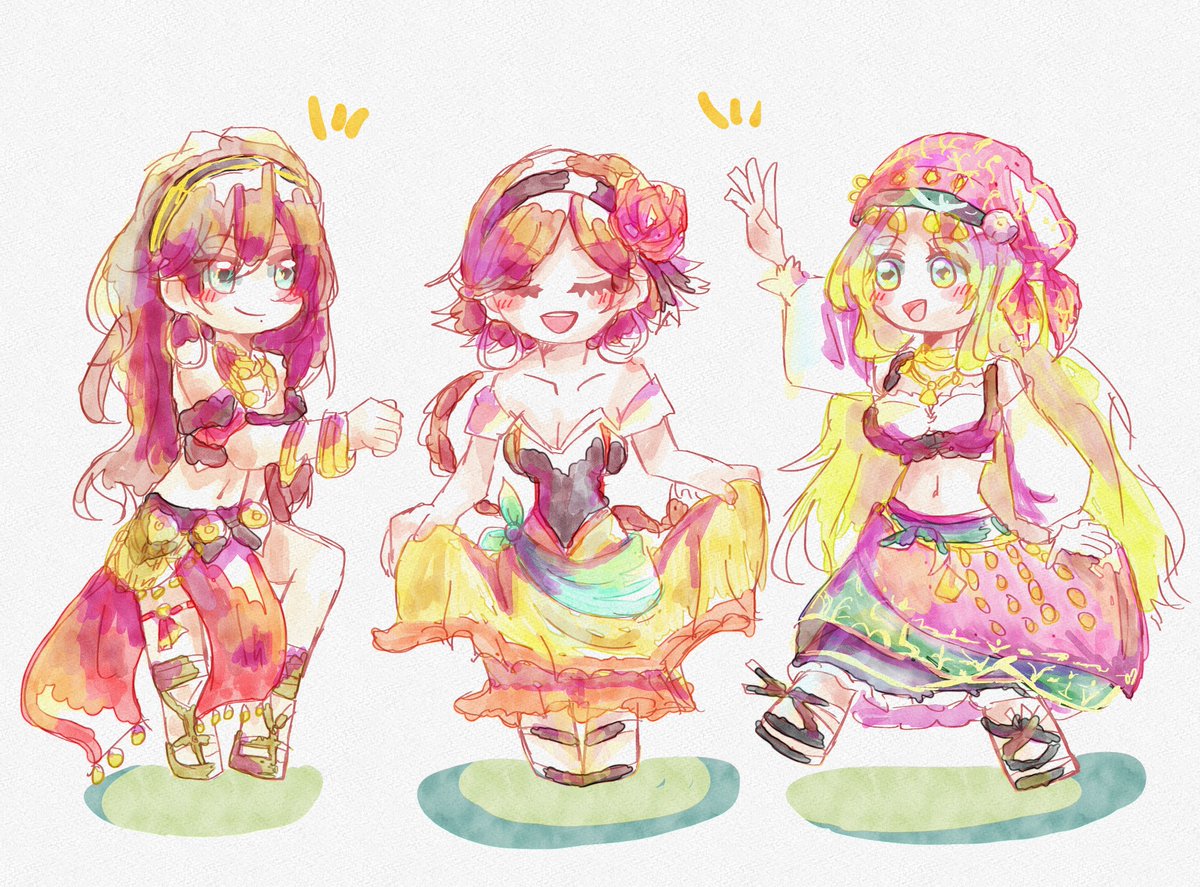 今日のイラストは踊子三人！
#オクトラ