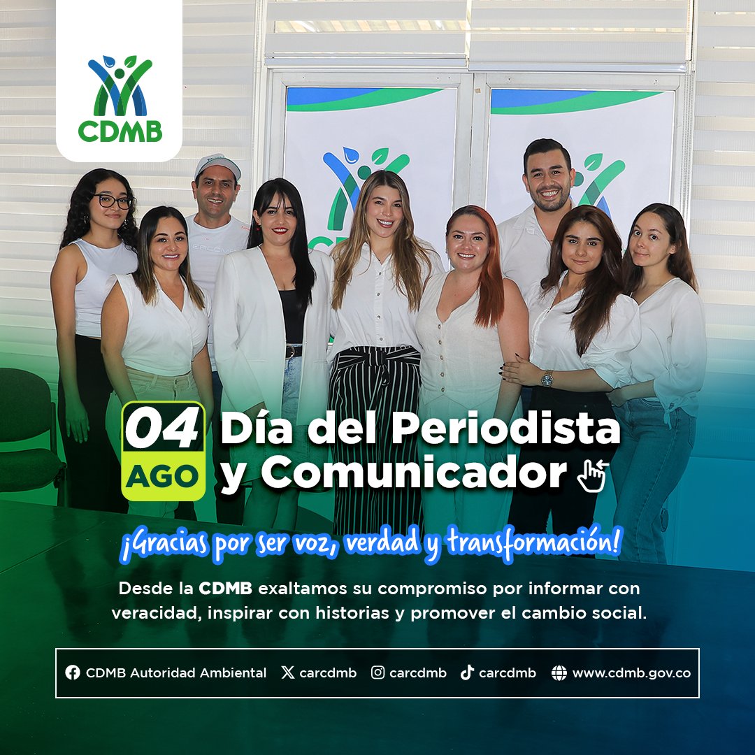 CARCDMB's tweet photo. 📅 ¡Feliz Día del Periodista y Comunicador!
Desde la CDMB destacamos la invaluable labor de quienes con compromiso y ética, comunican los hechos con precisión y cuentan historias que inspiran a transformar realidades. https://t.co/erztGs6aQF